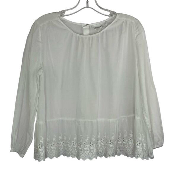 The GREAT The Honey Eyelet Embroidered white bohemian blouse size 3 100% cotton - Picture 1 of 12